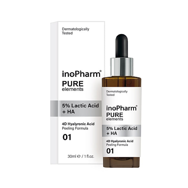 inoPharm Pure Elements Face Peeling with 5% Lactic Acid + HA seerum piimhapega