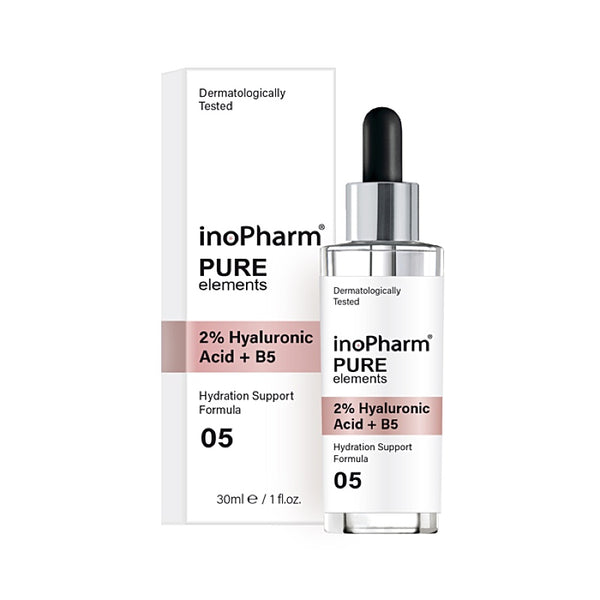 inoPharm Pure Elements Face Serum with 2% Hyaluronic Acid + B5 увлажняющая сыворотка