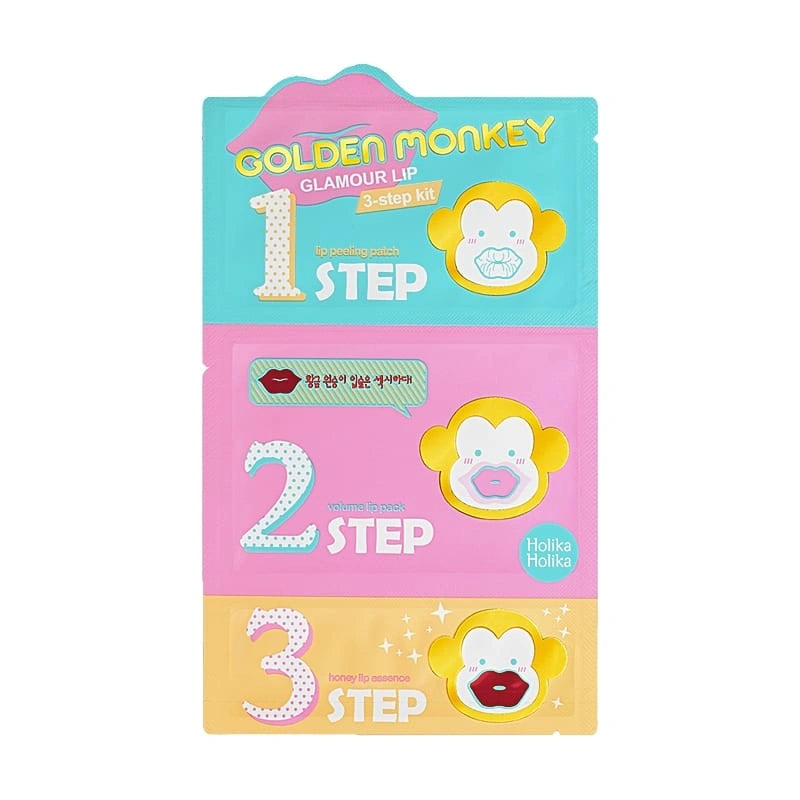 Holika Holika Golden Monkey Glamour Lip 3-Step Kit huulte hoolduskomplekt