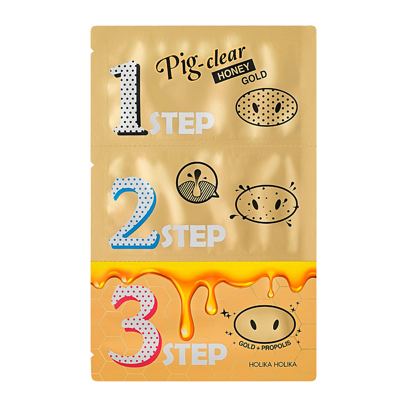Holika Holika Pig Nose Clear Blackhead 3-Step Kit (Honey Gold) pooride puhastuskomplekt