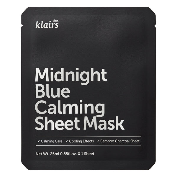 Klairs Midnight Blue Calming Sheet Mask rahustav ja jahutav kangamask.