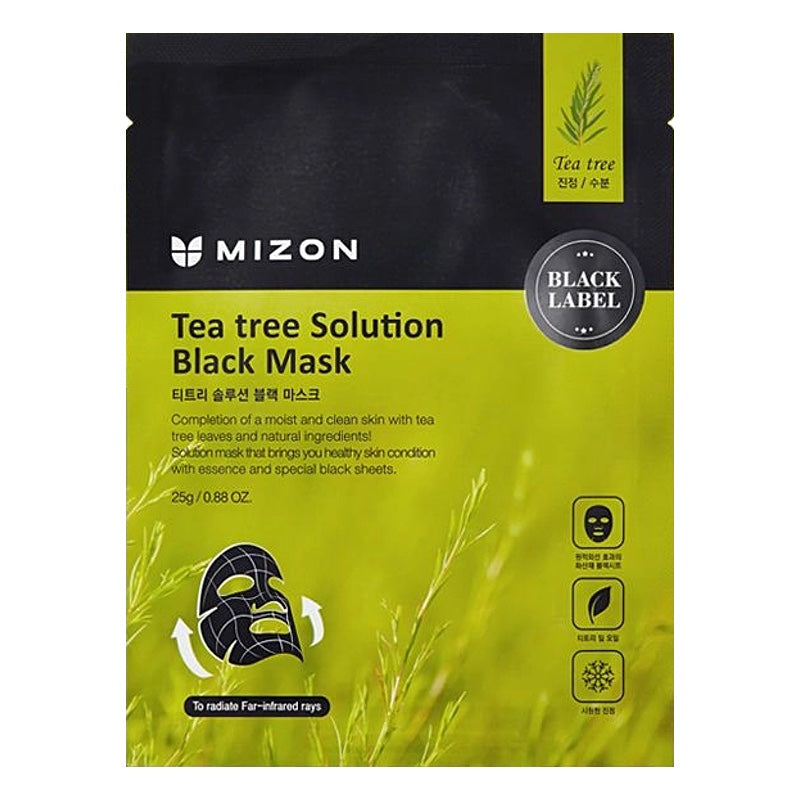Mizon Tea tree Solution Black Mask kangasmask teepuuõli ja vulkaanilise tuhaga