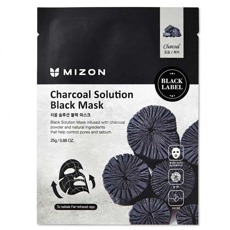 Mizon Charcoal Solution Black Mask kangasmask puusöe ja vulkaanilise tuhaga